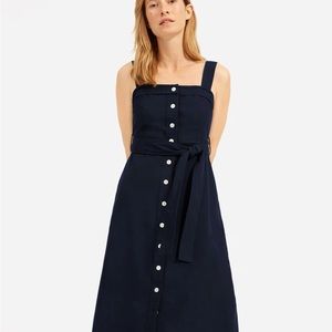Everlane the cotton weave picnic dress in navy
